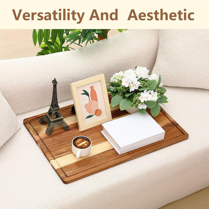 Teenyyou 32 x 18 Large Acacia Wood Cutting Boards for Kitchen Wooden Cutting Board with Juice Groove Extra Large Serving Platter Carving Tray for Meat Cheese(Black)