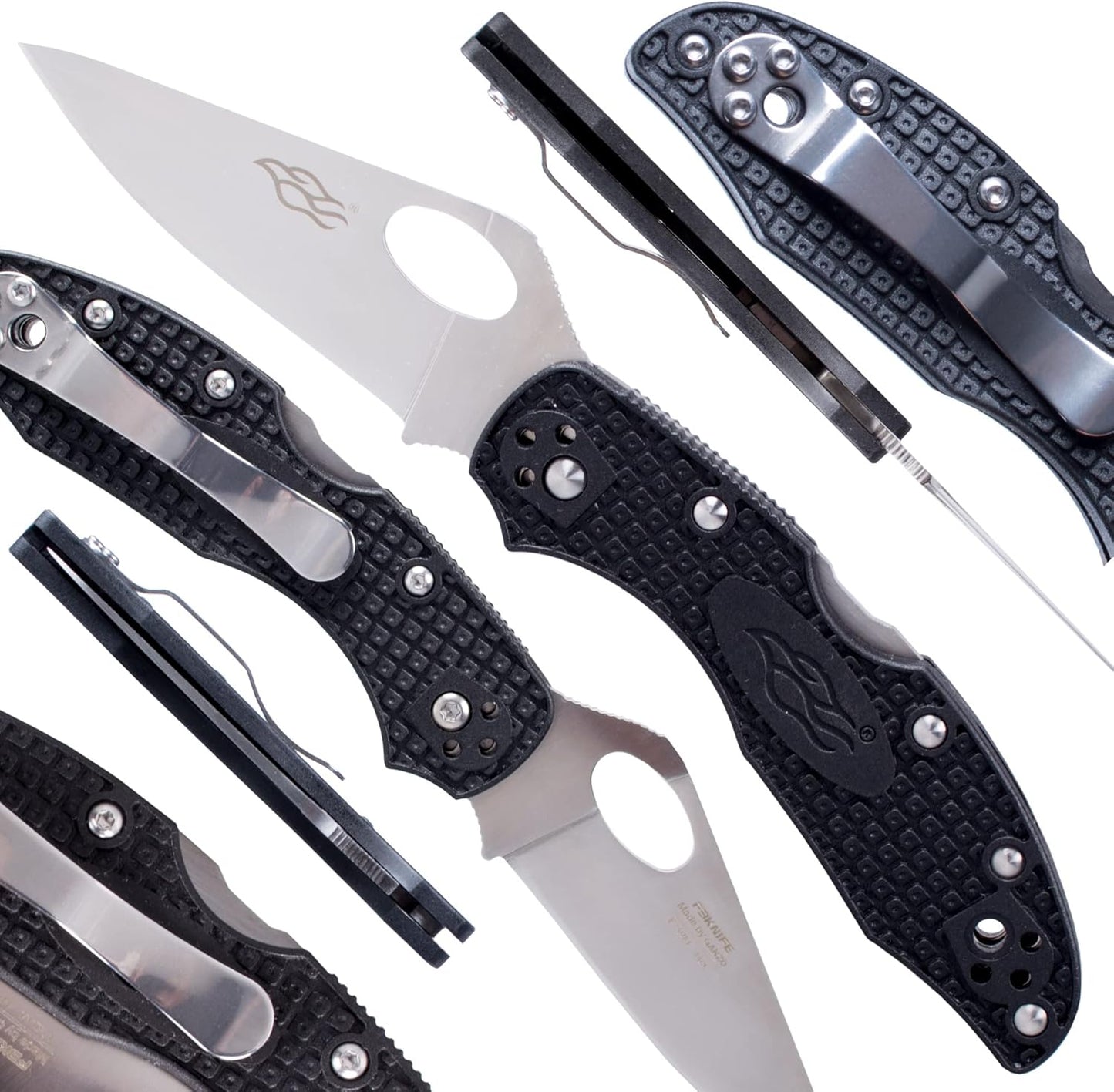 Firebird GANZO F759MS-BL Folding Pocket Knife 440C Stainless Steel Serrated Blade Anti-Slip Handle with Clip Fishing Camping EDC Utility Pocket Knife (Blue)