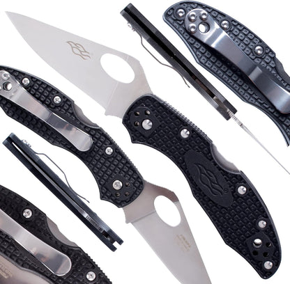 Firebird GANZO F759MS-BL Folding Pocket Knife 440C Stainless Steel Serrated Blade Anti-Slip Handle with Clip Fishing Camping EDC Utility Pocket Knife (Blue)