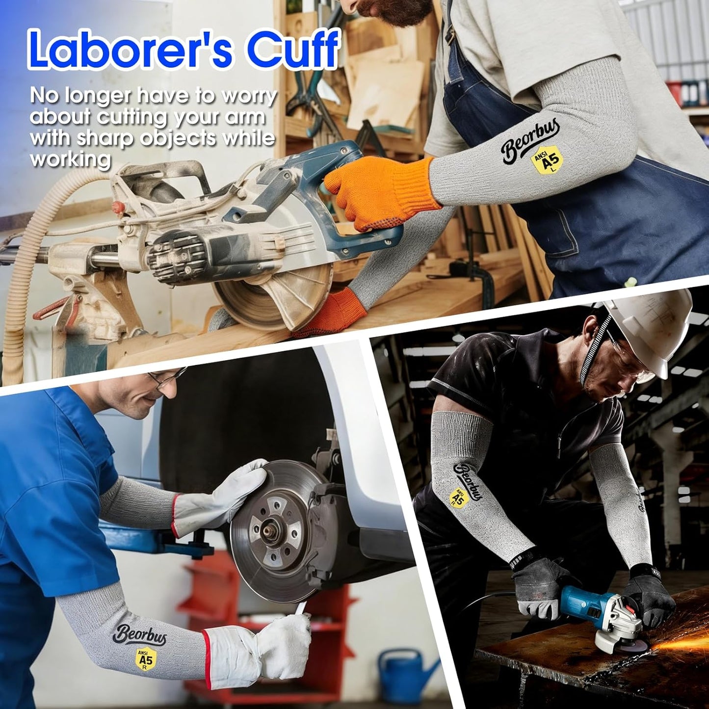 Cut Resistant Arm Sleeves for Men & Women, ANSI A5 Arm Protectors with Thumb Hole for Thin Skin and Bruising, UV50+