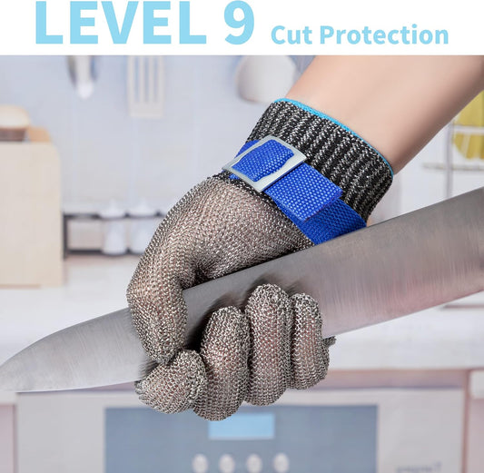 ARCLIBER Level 9 Cut Resistant Glove Stainless Steel Wire Metal Mesh Butcher Glove for Meat Cutting Oyster Shucking Chopping and Peeling