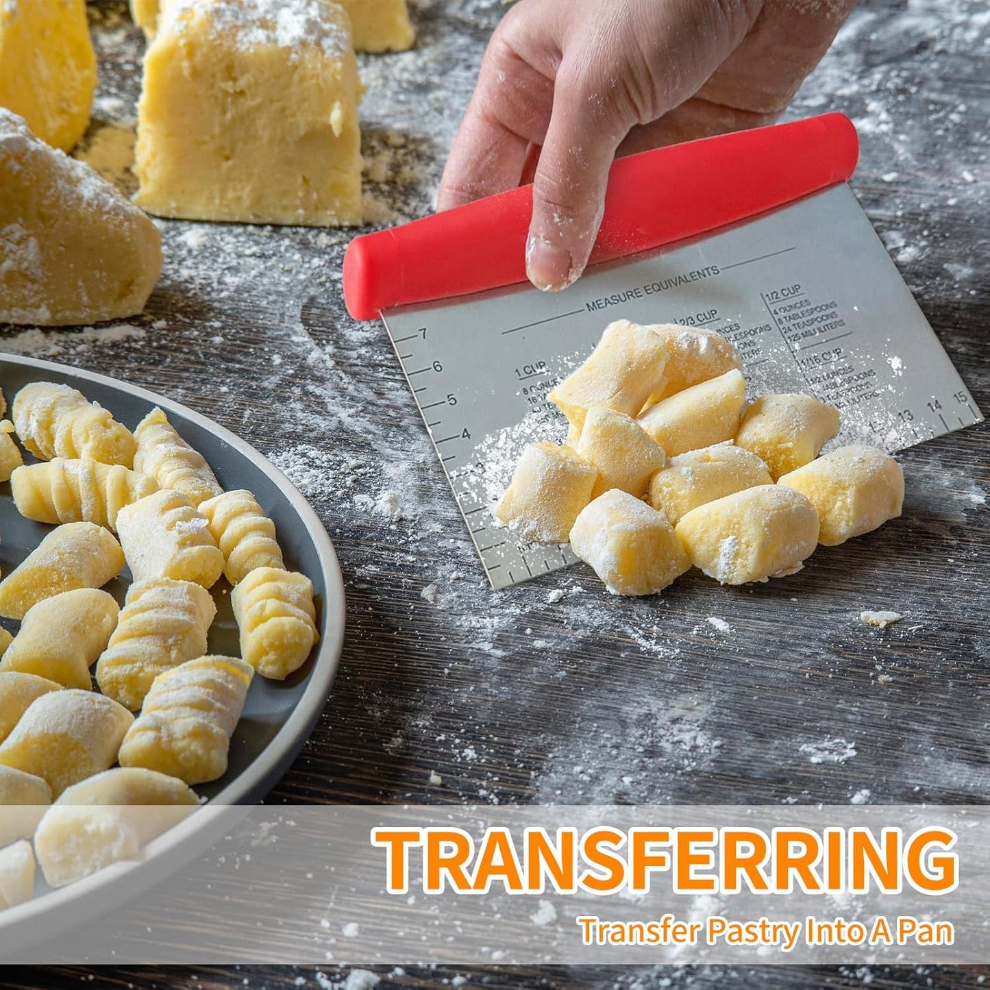ALLTOP Bench Scraper & Chopper - Baking Essentials,Stainless Steel Blade Knife,Ideal Kitchen Tool for Home Baking and Meal Prep, Bread Making, Pasta,Pastry,Dough and Cake - Set of 2 Pack