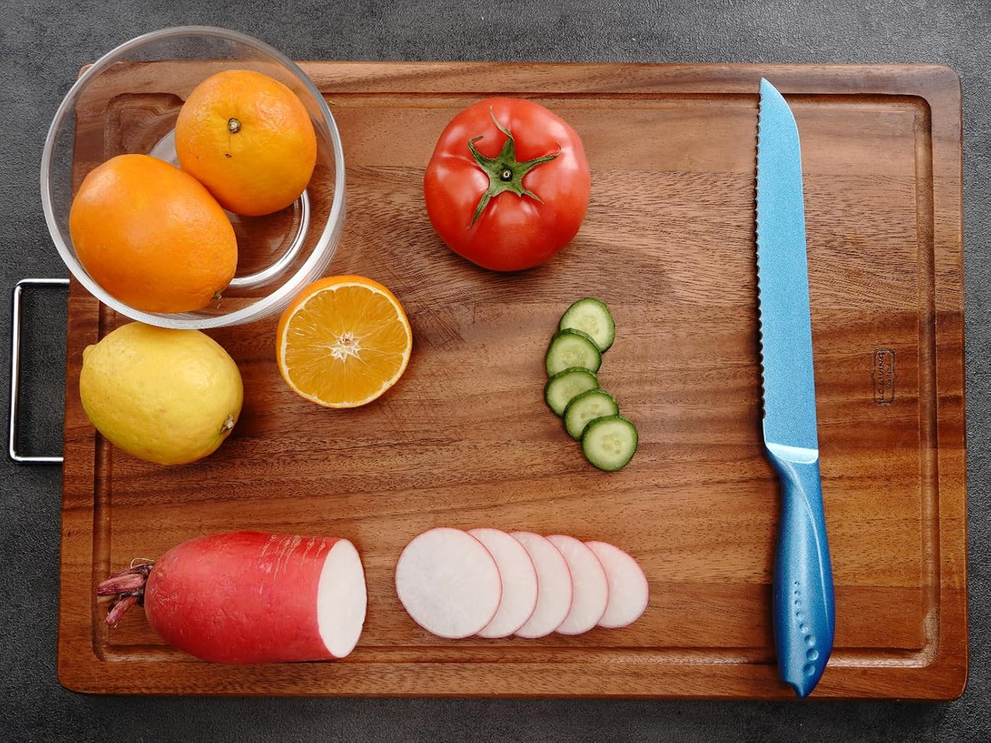 8 Inch Bread Knife, German High Carbon Stainless Steel Blade and Ergonomic Comfortable Handle, Non-Stick Bread Knife for Slicing Bread, Cake, Bagels-Blue