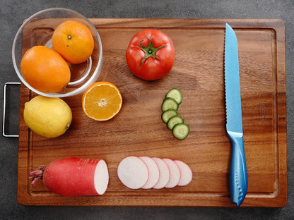 8 Inch Bread Knife, German High Carbon Stainless Steel Blade and Ergonomic Comfortable Handle, Non-Stick Bread Knife for Slicing Bread, Cake, Bagels-Blue