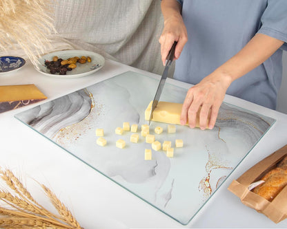 Kitchenville Glass Cutting Board 20”x16”: Tempered Glass Kitchen Counter Protector - Durable- Scratch-Resistant, Heat-Proof - Clear Design