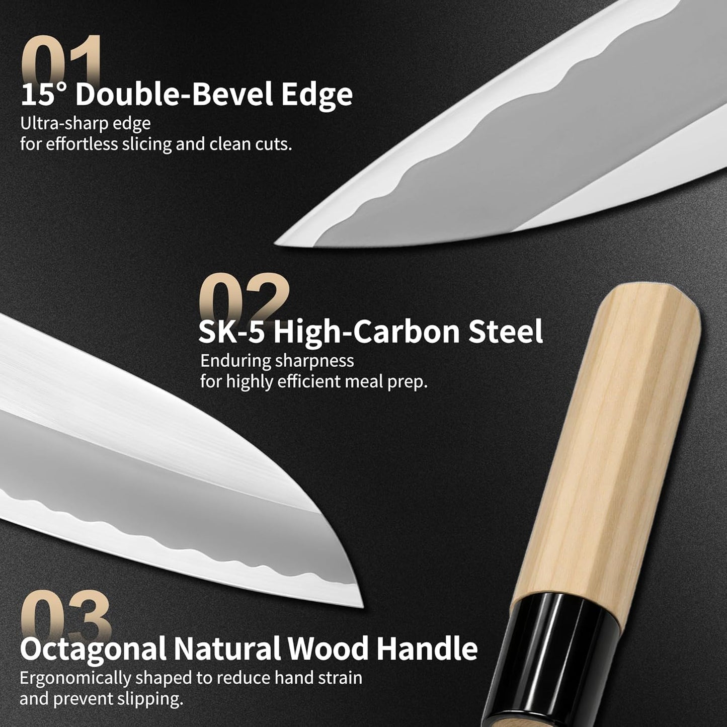 6.7 Inch Santoku Knife, Made in Japan, High Carbon Molybdenum Stainless Steel Japanese Chef Knife with Sakura Handle, Kitchen Knife for Slicing Meat, Vegetable & Fruit