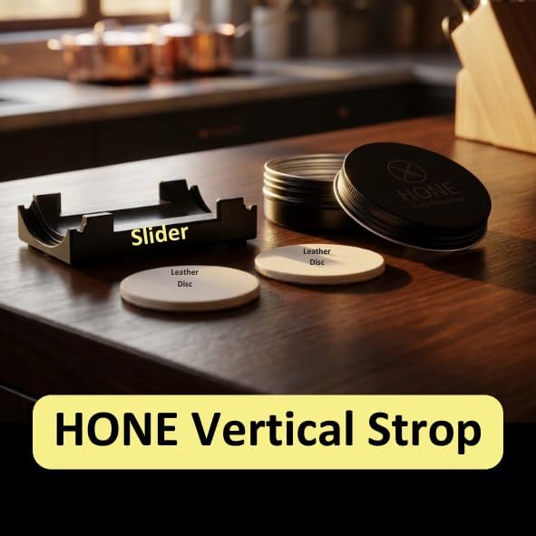 𝗛𝗢𝗡𝗘 Vertical Strop: Fixed-Angle Knife Stropping System for Precise, Consistent Edge Finishing