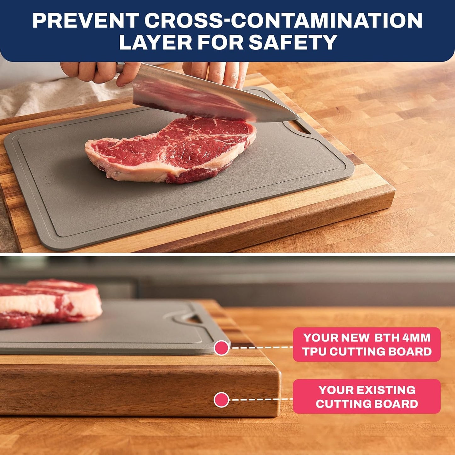 TPU Cutting Board Flexible Mat, 14.5" x 9" Nonslip Korean Cutting Board for kitchen, BPA Free Flexible Chopping Board, TPU Material Double-sided Dishwasher Safe