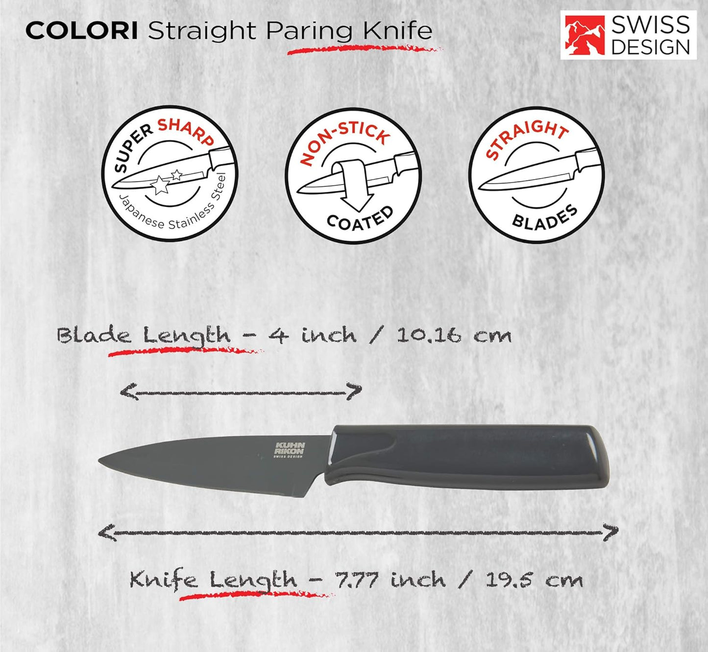 Kuhn Rikon Colori® Paring Knife – 4 Inch Japanese Stainless Steel, Nonstick Blade, Ergonomic Handle & Sheath, White