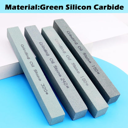 4Pcs Square Sharpening Stone Set -Grits 150#, 180#, 240#, 320# Green Silicon Carbide Honing Whetstone Kit for Moldels, Metal & Knife Cutting Tools (150 * 20 * 10mm)