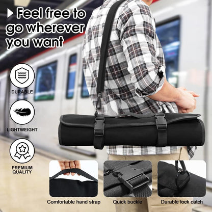 Chef Knife Bag With 24 Slots Cutlery Knives Holders Protectors, Kitchen Travel Cooking Tools, Portable Canvas Knife Roll Storage Bag Chef Case for Camping or Working with an Adjustable Shoulder Strap