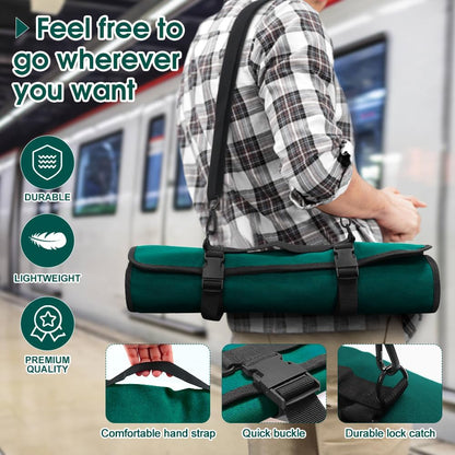 Chef Knife Bag With 24 Slots Cutlery Knives Holders Protectors, Kitchen Travel Cooking Tools, Portable Canvas Knife Roll Storage Bag Chef Case for Camping or Working with an Adjustable Shoulder Strap