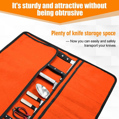 Chef Knife Bag With 24 Slots Cutlery Knives Holders Protectors, Kitchen Travel Cooking Tools, Portable Canvas Knife Roll Storage Bag Chef Case for Camping or Working with an Adjustable Shoulder Strap