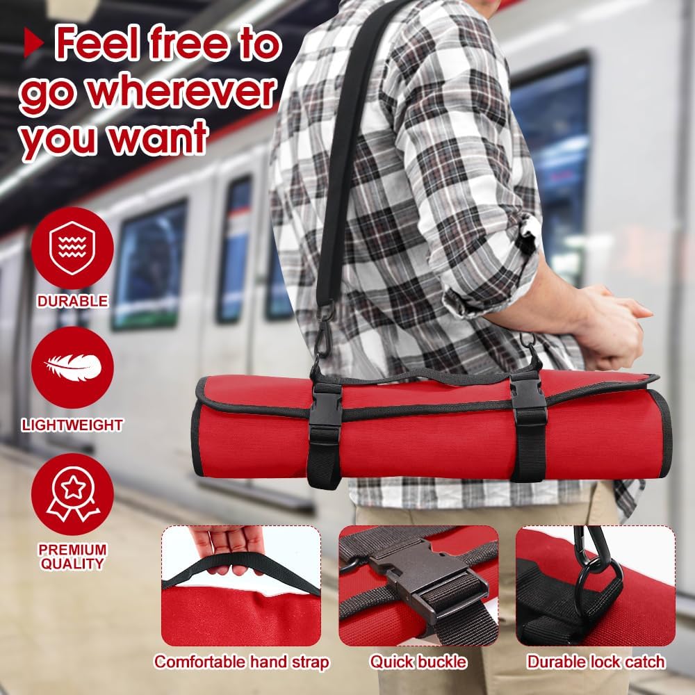 Chef Knife Bag With 24 Slots Cutlery Knives Holders Protectors, Kitchen Travel Cooking Tools, Portable Canvas Knife Roll Storage Bag Chef Case for Camping or Working with an Adjustable Shoulder Strap