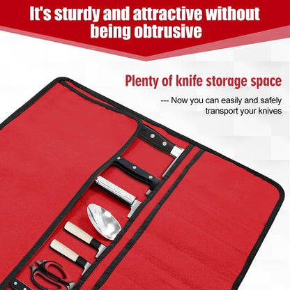 Chef Knife Bag With 24 Slots Cutlery Knives Holders Protectors, Kitchen Travel Cooking Tools, Portable Canvas Knife Roll Storage Bag Chef Case for Camping or Working with an Adjustable Shoulder Strap