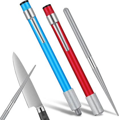 2 PCS Diamond Sharpening Rod, Pocket Knife Sharpener Rod Retractable Knife Sharpener Steel Small Diamond Sharpeners Multifunctional Knives Sharpening Tool for Kitchen Outdoor Serrated Stick Tools