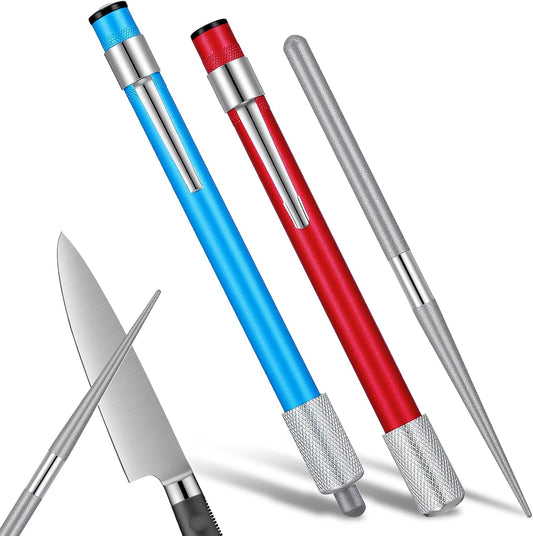 2 PCS Diamond Sharpening Rod, Pocket Knife Sharpener Rod Retractable Knife Sharpener Steel Small Diamond Sharpeners Multifunctional Knives Sharpening Tool for Kitchen Outdoor Serrated Stick Tools