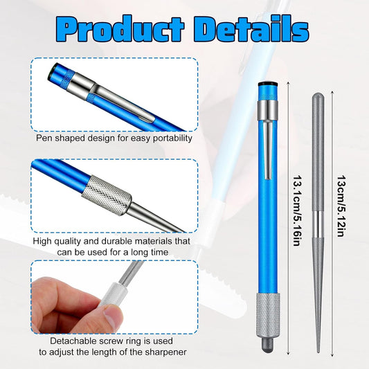 2 PCS Diamond Sharpening Rod, Pocket Knife Sharpener Rod Retractable Knife Sharpener Steel Small Diamond Sharpeners Multifunctional Knives Sharpening Tool for Kitchen Outdoor Serrated Stick Tools