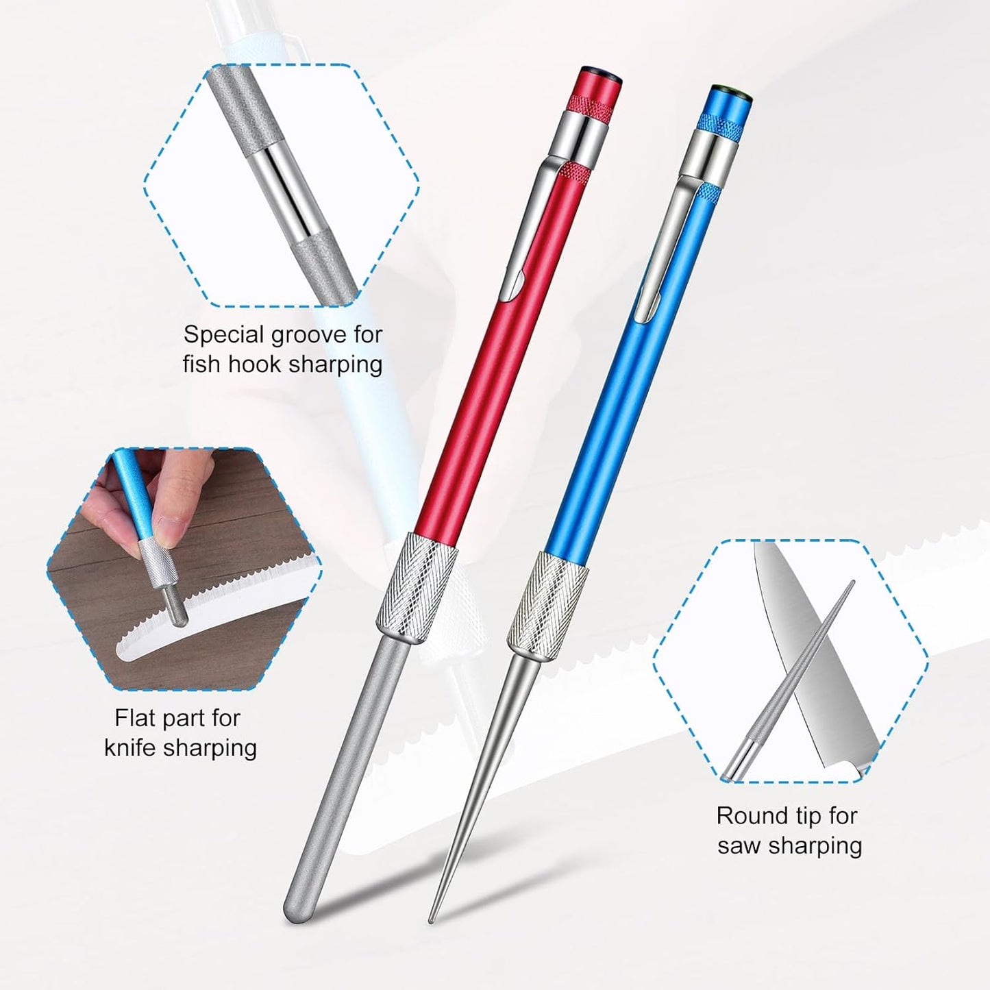 2 PCS Diamond Sharpening Rod, Pocket Knife Sharpener Rod Retractable Knife Sharpener Steel Small Diamond Sharpeners Multifunctional Knives Sharpening Tool for Kitchen Outdoor Serrated Stick Tools