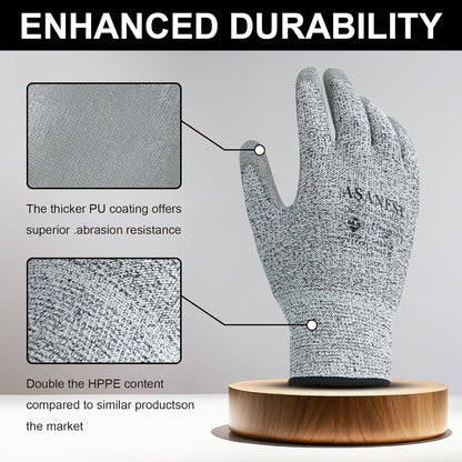 Cut Resistant Work Gloves,PU coated palm Gloves,Durable Cutting Gloves for Fishing, Woodworking, Gardening,welding