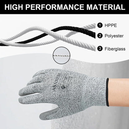 Cut Resistant Work Gloves,PU coated palm Gloves,Durable Cutting Gloves for Fishing, Woodworking, Gardening,welding