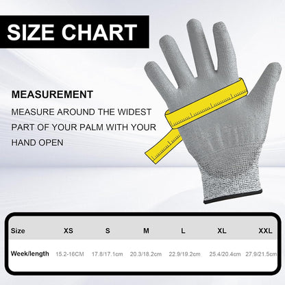 Cut Resistant Work Gloves,PU coated palm Gloves,Durable Cutting Gloves for Fishing, Woodworking, Gardening,welding
