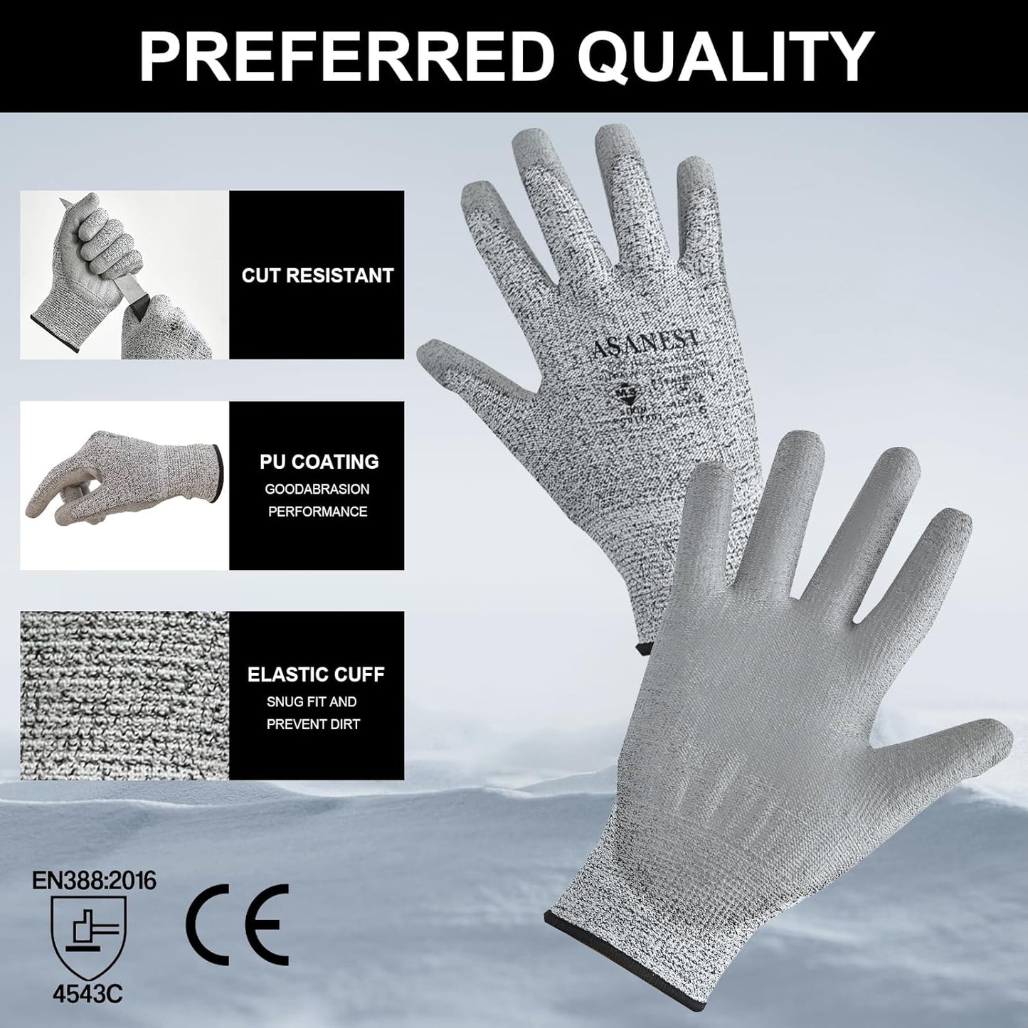 Cut Resistant Work Gloves,PU coated palm Gloves,Durable Cutting Gloves for Fishing, Woodworking, Gardening,welding