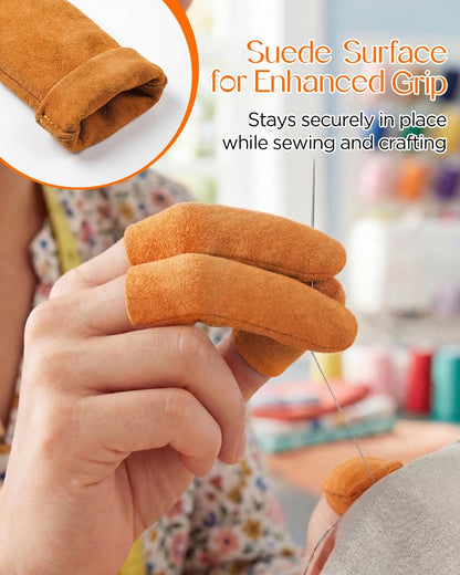 10 Pack Non-Slip Suede Finger Cots, Leather Finger Protectors for Needle Felting, Sewing, Electronics Repair, Knitting, Needlework, Embroidery & Crafts, Brown
