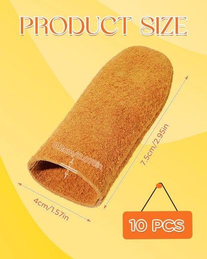 10 Pack Non-Slip Suede Finger Cots, Leather Finger Protectors for Needle Felting, Sewing, Electronics Repair, Knitting, Needlework, Embroidery & Crafts, Brown