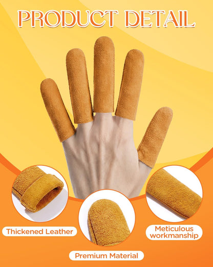 10 Pack Non-Slip Suede Finger Cots, Leather Finger Protectors for Needle Felting, Sewing, Electronics Repair, Knitting, Needlework, Embroidery & Crafts, Brown