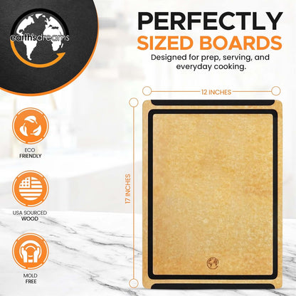 Composite Wood Cutting Board 17” x 12” – Extra Large, Non-Toxic, Dishwasher Safe, Knife-Friendly, Heavy-Duty Kitchen & Charcuterie Board (Tan/Black)