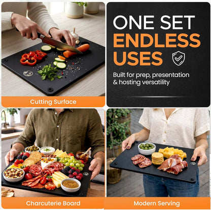 Composite Wood Cutting Board 17” x 12” – Extra Large, Non-Toxic, Dishwasher Safe, Knife-Friendly, Heavy-Duty Kitchen & Charcuterie Board (Tan/Black)