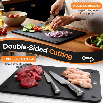 Composite Wood Cutting Board 17” x 12” – Extra Large, Non-Toxic, Dishwasher Safe, Knife-Friendly, Heavy-Duty Kitchen & Charcuterie Board (Tan/Black)