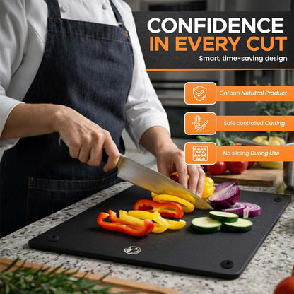 Composite Wood Cutting Board 17” x 12” – Extra Large, Non-Toxic, Dishwasher Safe, Knife-Friendly, Heavy-Duty Kitchen & Charcuterie Board (Tan/Black)