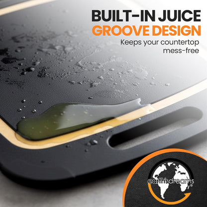 Composite Wood Cutting Board 17” x 12” – Extra Large, Non-Toxic, Dishwasher Safe, Knife-Friendly, Heavy-Duty Kitchen & Charcuterie Board (Tan/Black)