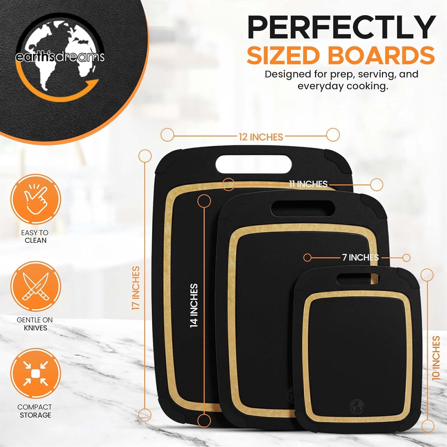 Composite Wood Cutting Board 17” x 12” – Extra Large, Non-Toxic, Dishwasher Safe, Knife-Friendly, Heavy-Duty Kitchen & Charcuterie Board (Tan/Black)
