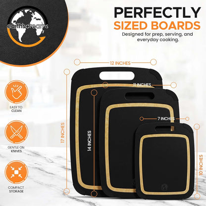 Composite Wood Cutting Board 17” x 12” – Extra Large, Non-Toxic, Dishwasher Safe, Knife-Friendly, Heavy-Duty Kitchen & Charcuterie Board (Tan/Black)