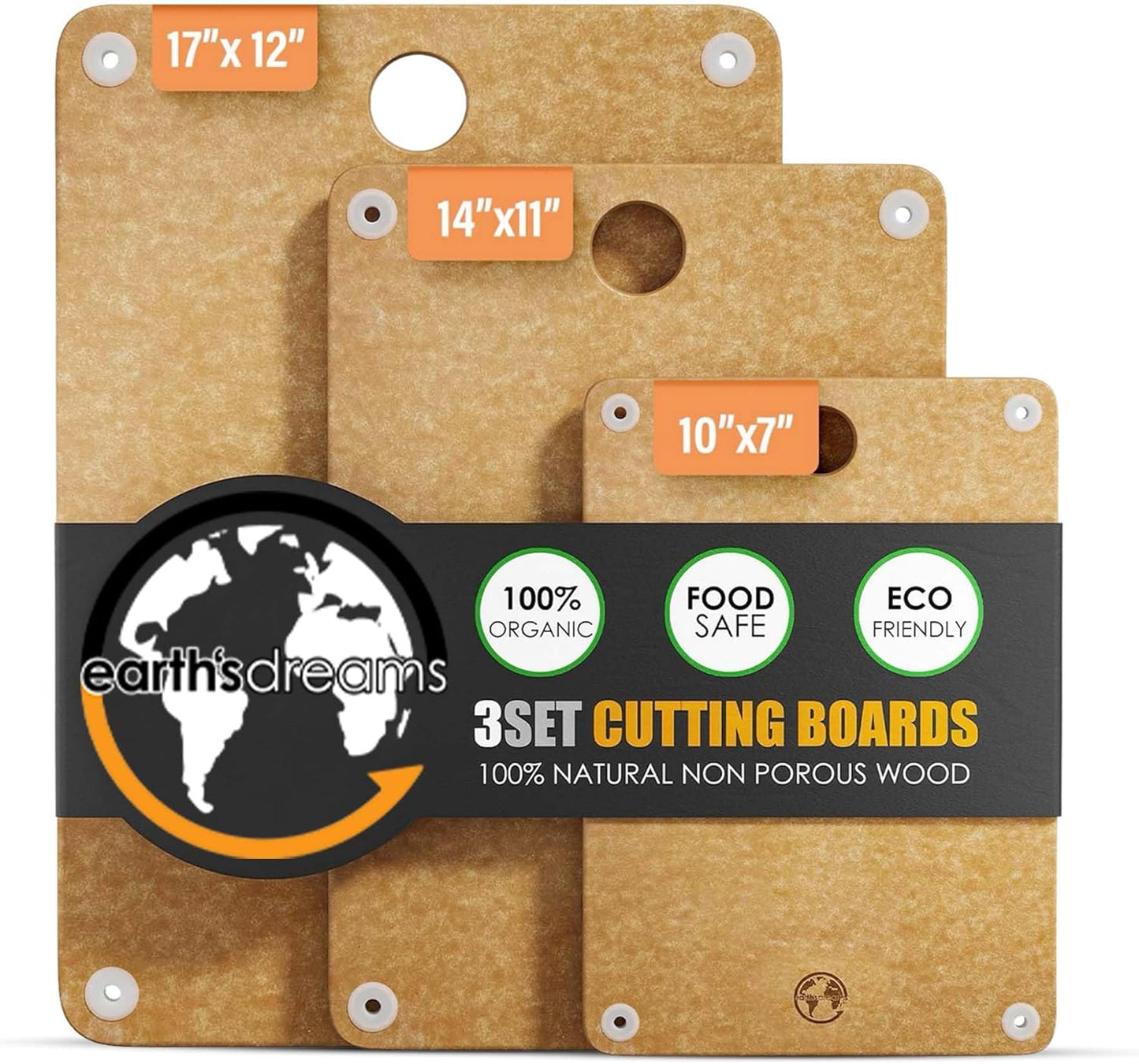 Composite Wood Cutting Board 17” x 12” – Extra Large, Non-Toxic, Dishwasher Safe, Knife-Friendly, Heavy-Duty Kitchen & Charcuterie Board (Tan/Black)