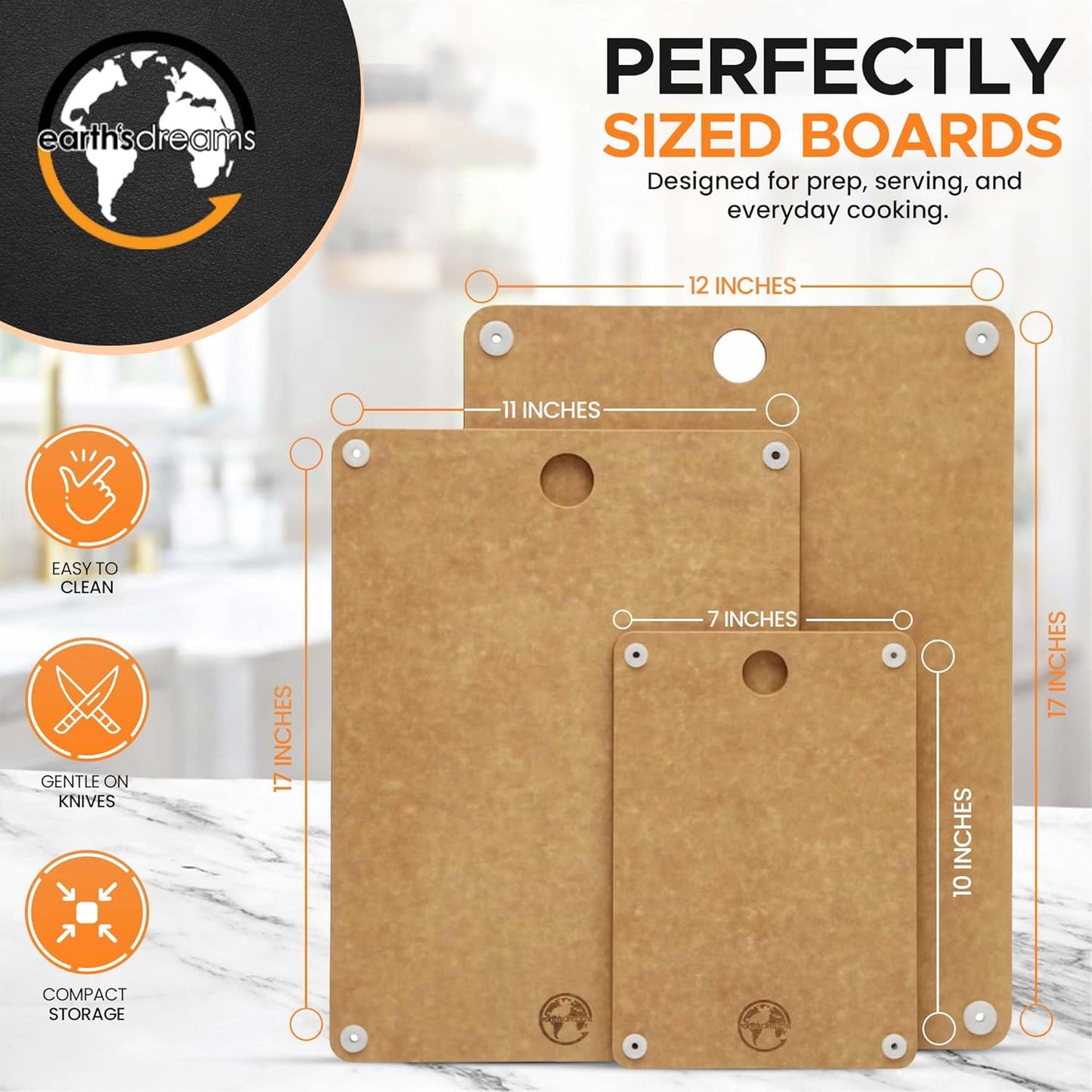 Composite Wood Cutting Board 17” x 12” – Extra Large, Non-Toxic, Dishwasher Safe, Knife-Friendly, Heavy-Duty Kitchen & Charcuterie Board (Tan/Black)