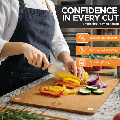 Composite Wood Cutting Board 17” x 12” – Extra Large, Non-Toxic, Dishwasher Safe, Knife-Friendly, Heavy-Duty Kitchen & Charcuterie Board (Tan/Black)