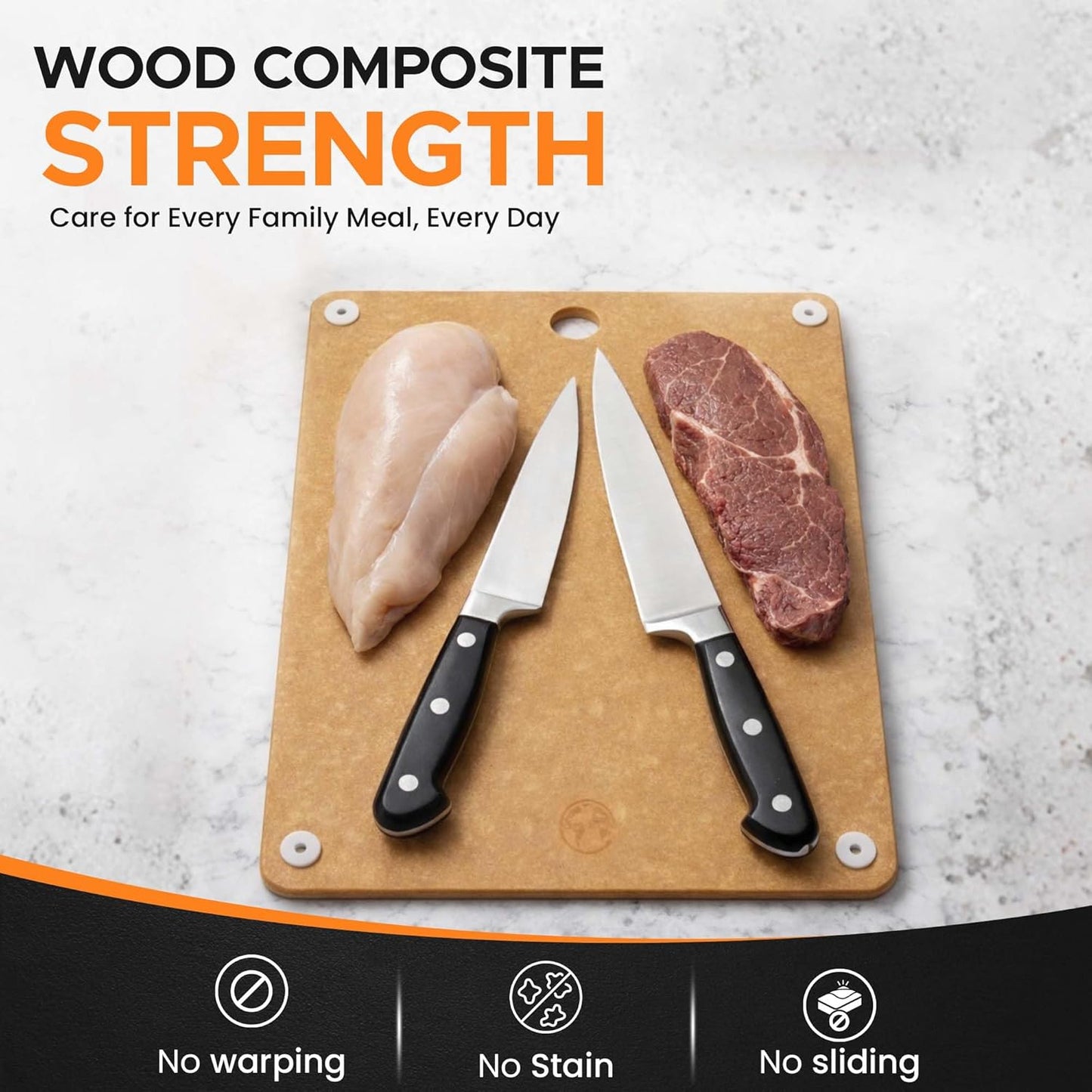 Composite Wood Cutting Board 17” x 12” – Extra Large, Non-Toxic, Dishwasher Safe, Knife-Friendly, Heavy-Duty Kitchen & Charcuterie Board (Tan/Black)