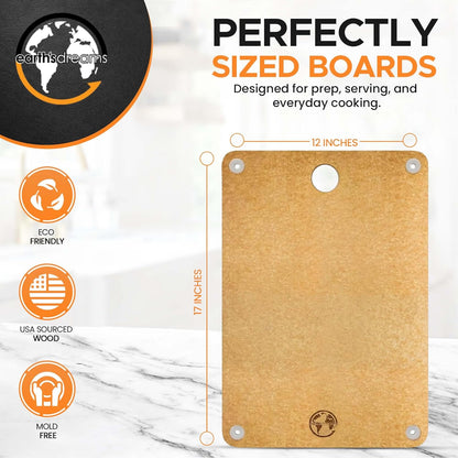 Composite Wood Cutting Board 17” x 12” – Extra Large, Non-Toxic, Dishwasher Safe, Knife-Friendly, Heavy-Duty Kitchen & Charcuterie Board (Tan/Black)