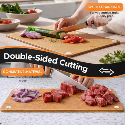 Composite Wood Cutting Board 17” x 12” – Extra Large, Non-Toxic, Dishwasher Safe, Knife-Friendly, Heavy-Duty Kitchen & Charcuterie Board (Tan/Black)