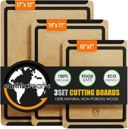 Composite Wood Cutting Board 17” x 12” – Extra Large, Non-Toxic, Dishwasher Safe, Knife-Friendly, Heavy-Duty Kitchen & Charcuterie Board (Tan/Black)