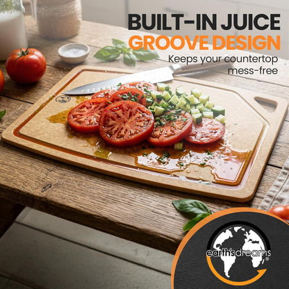Composite Wood Cutting Board 17” x 12” – Extra Large, Non-Toxic, Dishwasher Safe, Knife-Friendly, Heavy-Duty Kitchen & Charcuterie Board (Tan/Black)