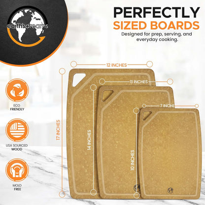 Composite Wood Cutting Board 17” x 12” – Extra Large, Non-Toxic, Dishwasher Safe, Knife-Friendly, Heavy-Duty Kitchen & Charcuterie Board (Tan/Black)