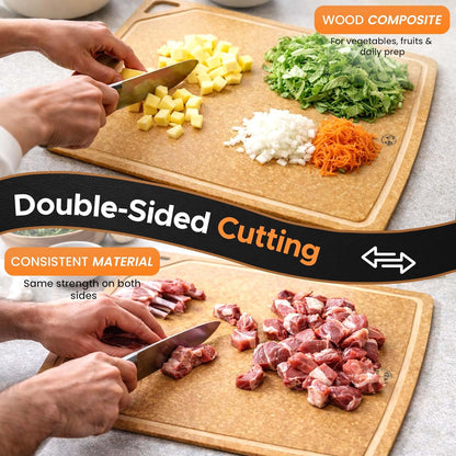 Composite Wood Cutting Board 17” x 12” – Extra Large, Non-Toxic, Dishwasher Safe, Knife-Friendly, Heavy-Duty Kitchen & Charcuterie Board (Tan/Black)