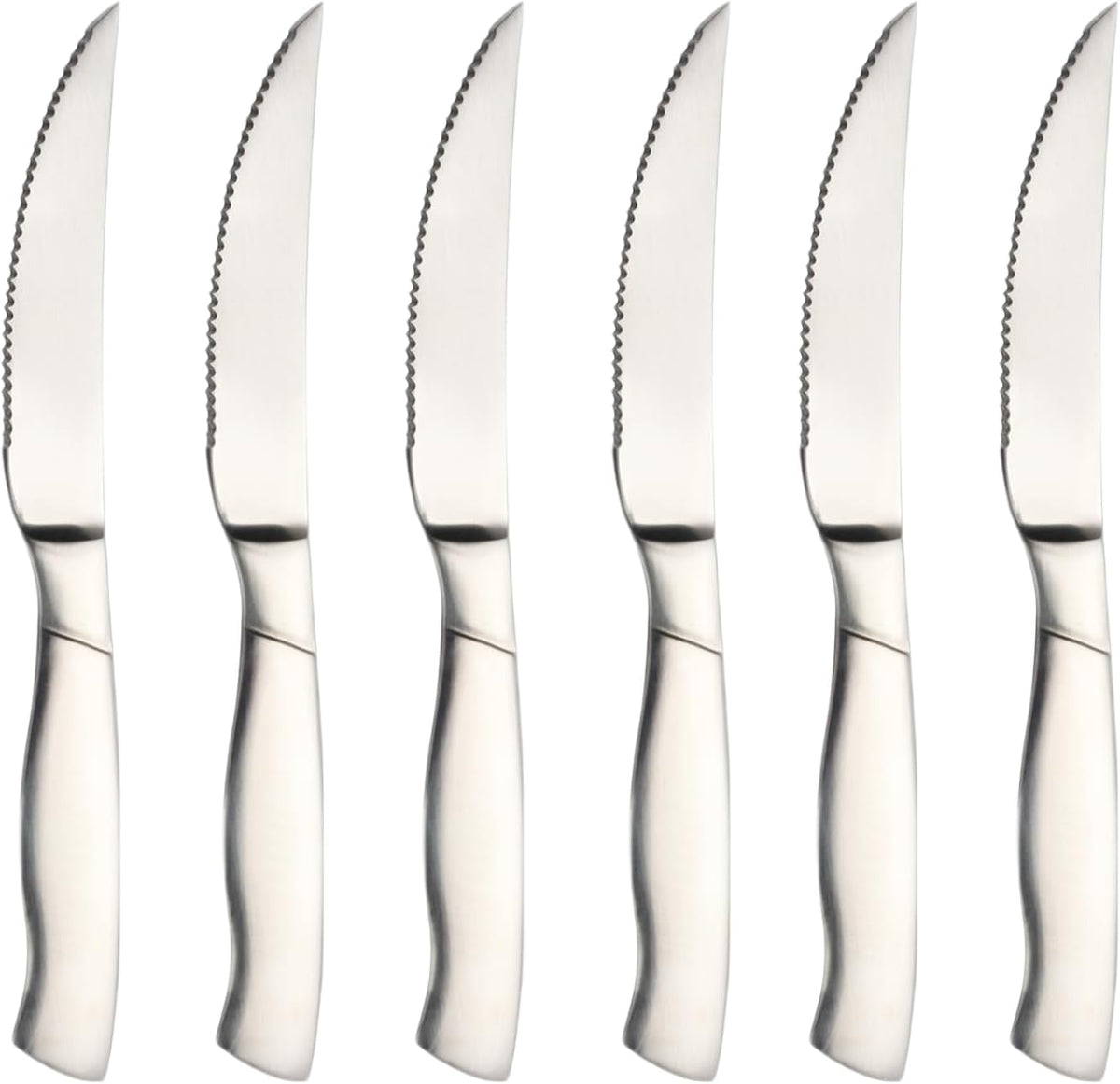 Professional Grade Steak Knives Set of 6 - Restaurant Quality Serrated Edge, Ergonomic Handle, Dishwasher Safe Stainless Steel Cutlery