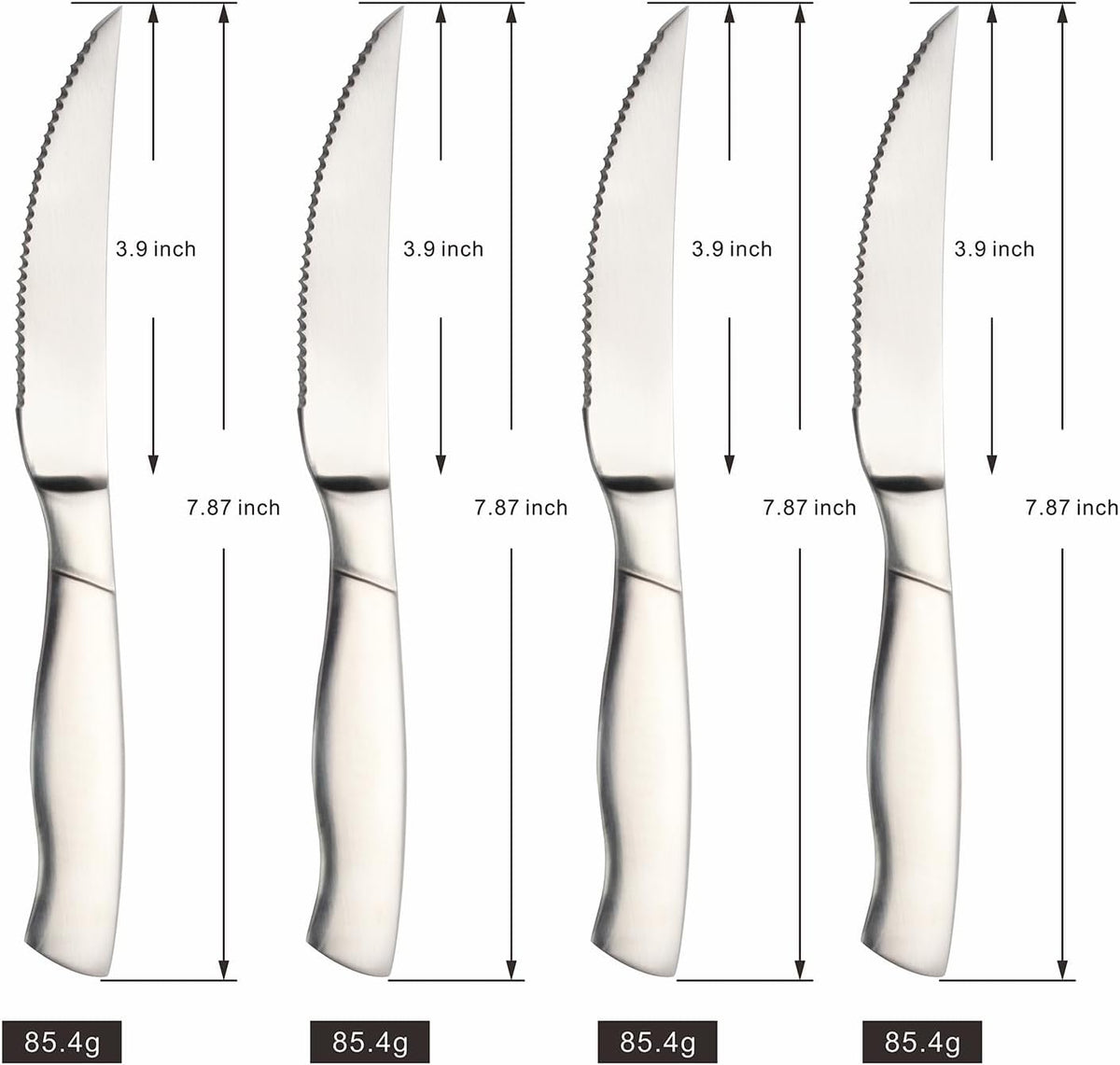 Professional Grade Steak Knives Set of 6 - Restaurant Quality Serrated Edge, Ergonomic Handle, Dishwasher Safe Stainless Steel Cutlery