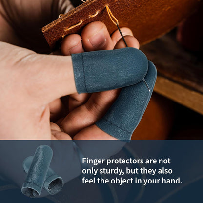 10 PCS Leather Finger Protector Needle - Needle Felting Knitting Finger Protector, Needle Felting Knitting Finger Thimble Guards Tools, Needlework Fingers Thumb Protection Sleeve Cots(Random Color)